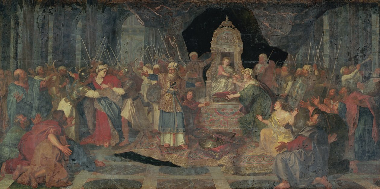 Atalia perseguida do templo, 1710 de Charles Antoine Coypel