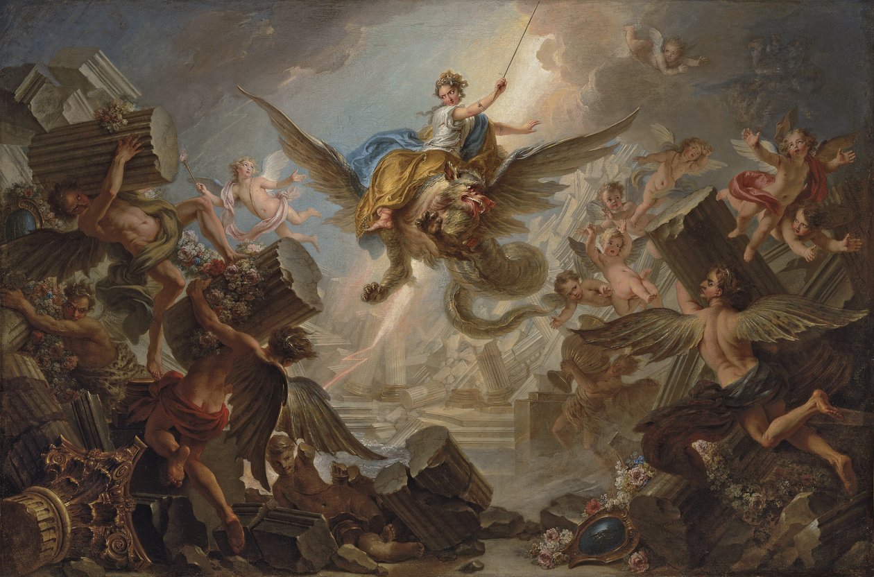 A destruição do palácio de Armida, 1737 de Charles Antoine Coypel