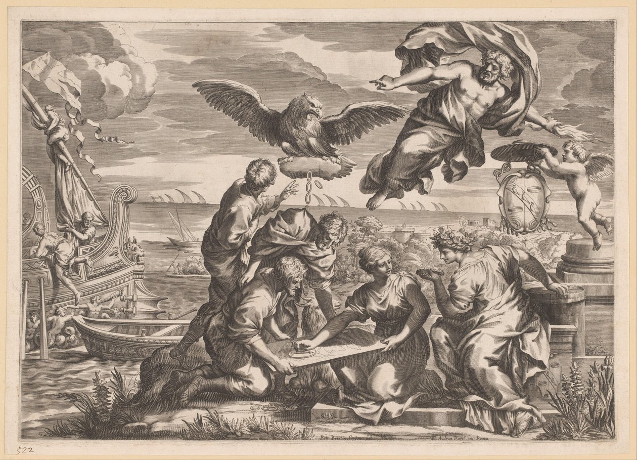 Alegoria de domínio estrangeiro com Geografia e Júpiter de Charles Audran