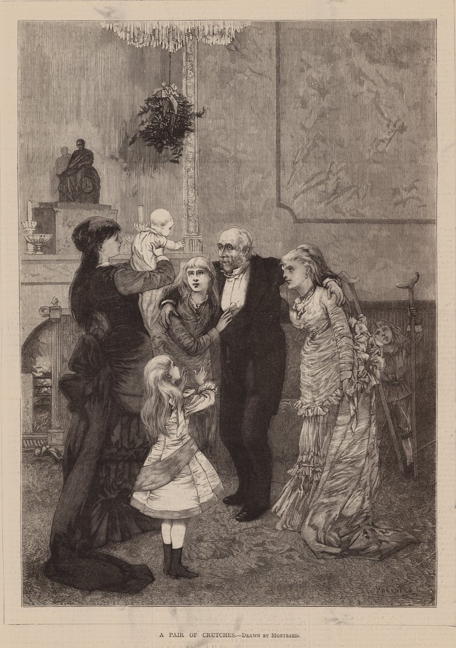 Um par de muletas (gravura) de Charles Auguste (1841-1905) (after) Loye