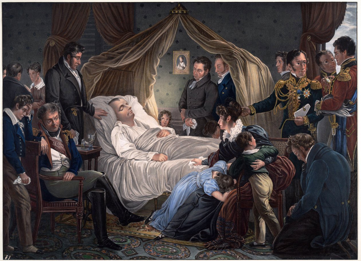 Morte de Napoleão - Steuben, Charles de (1788-1856) - 1825 - Litografia, aguarela - 52,4x71,8 - Coleção Privada de Charles Auguste Steuben