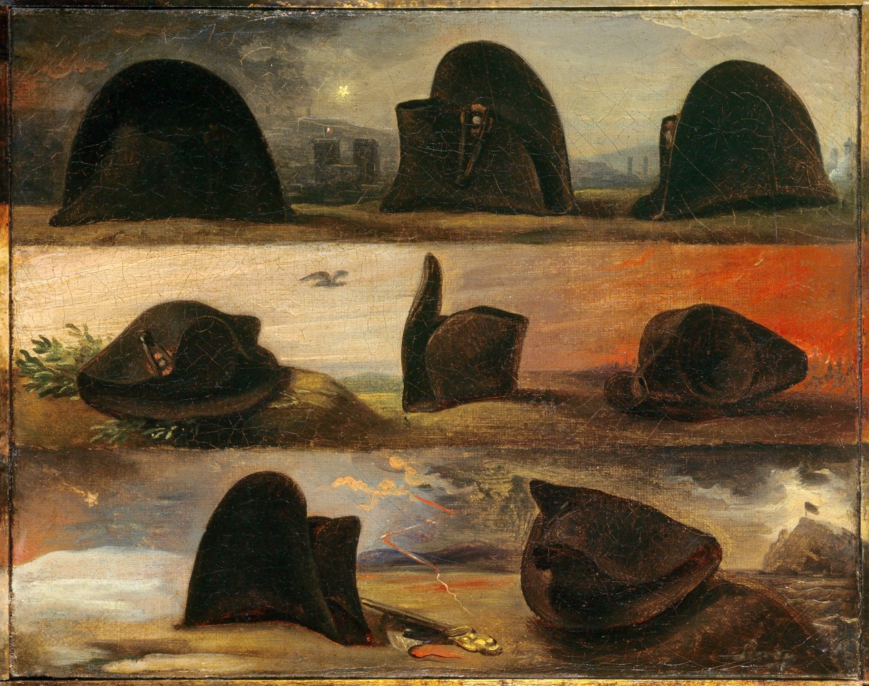 As épocas de Napoleão I ou a vida de Napoleão em oito chapéus. Pintura de Charles Auguste Steuben (1788-1856) Ec. Todos, v. 1826. Óleo sobre tela. Dim: 0,26 x 0,29m. Malmaison, Musee Du Chateau de Charles Auguste Steuben
