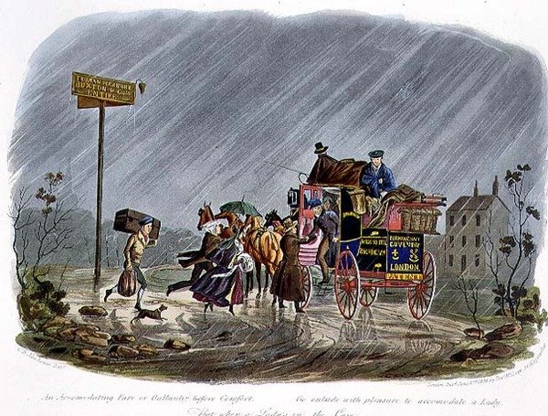 "An Accomodating Fare, or Gallantry before Comfort", gravado por R.G. Reeve (fl.1811-37) pub. por Thomas McLean de Charles B. (after) Newhouse
