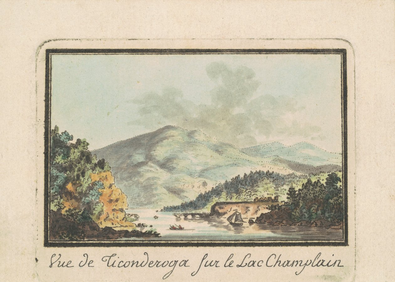 Vista de Ticonderoga do Lago Champlain de Charles B. J. Févret de Saint Mémin