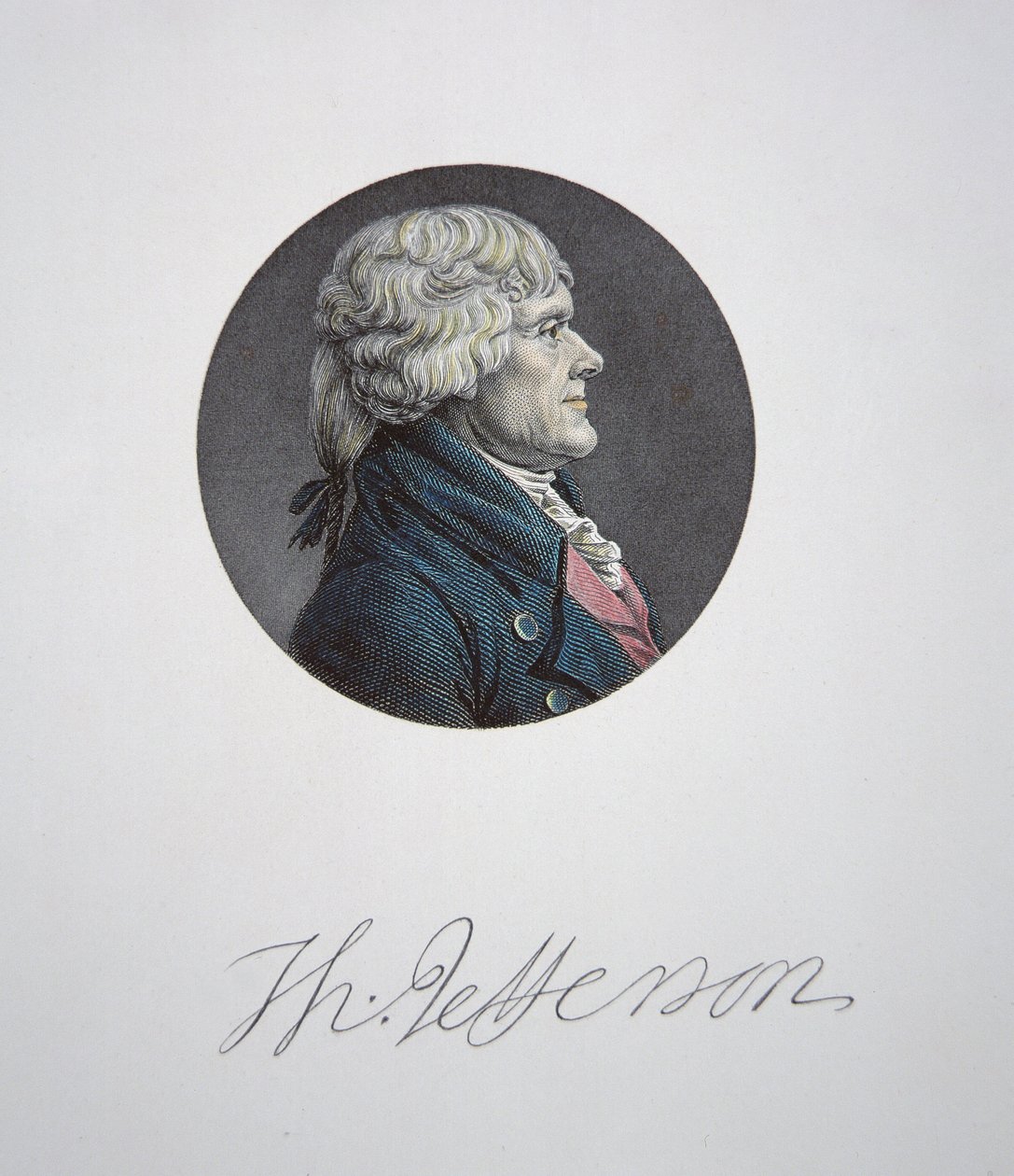 Thomas Jefferson (1743-1826) (gravação a cores) de Charles Balthazar Julien Févret de Saint Mémin