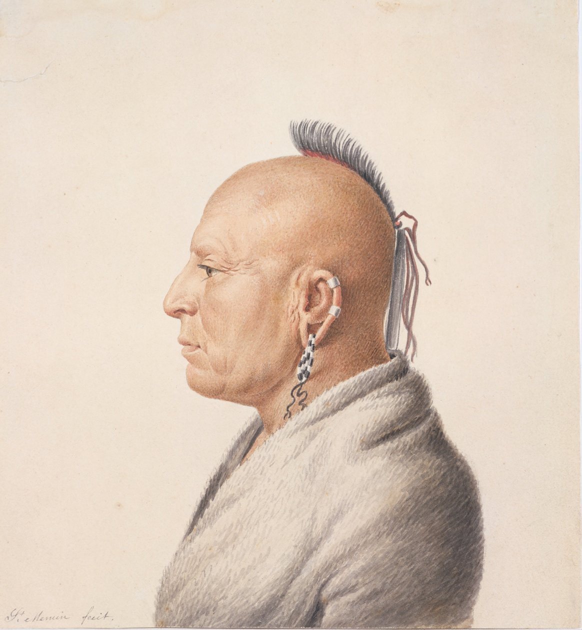Guerreiro Osage, 1805-7. de Charles Balthazar Julien Févret de Saint Mémin