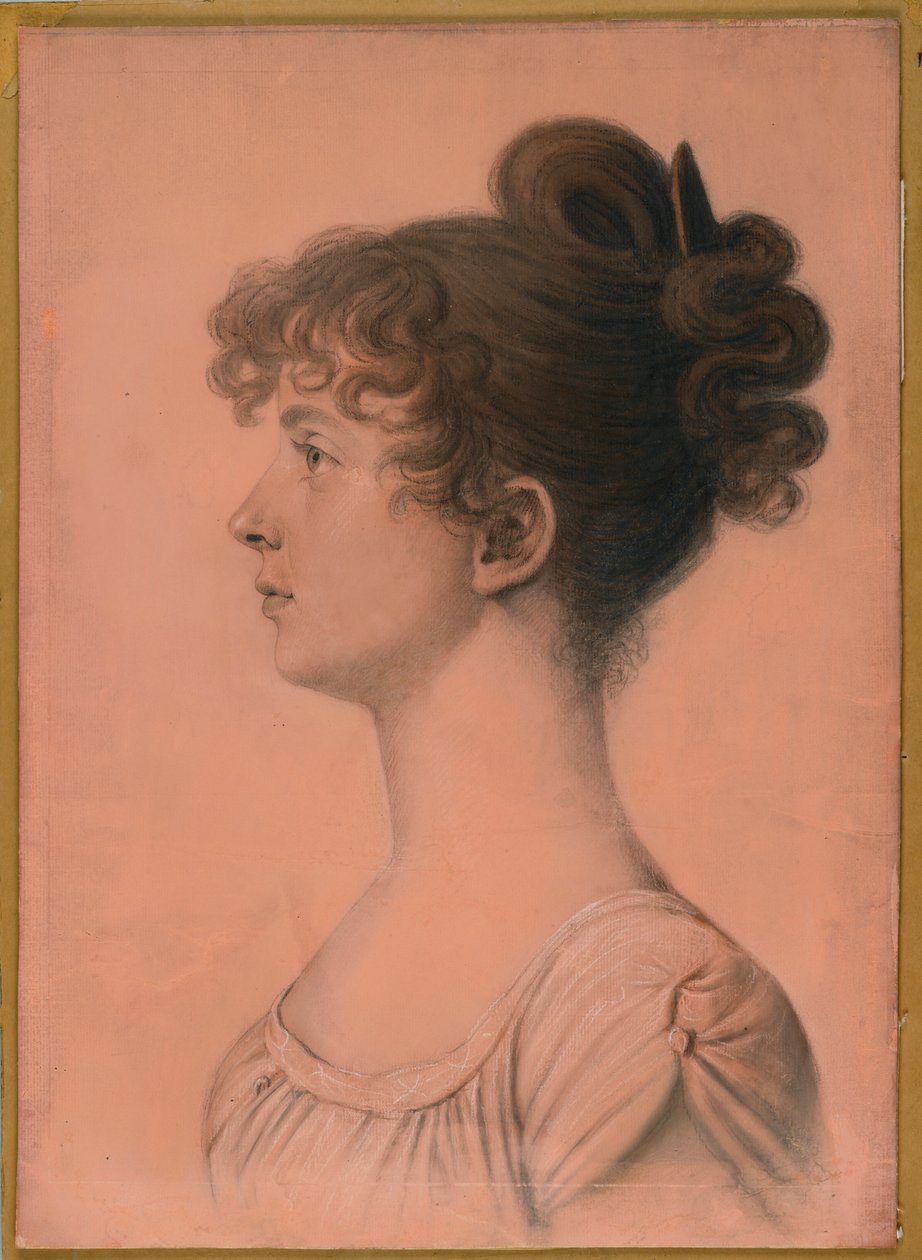 Retrato de Elizabeth Bland Mayo de Powhattan Seat, c.1808 (carvão, giz branco e lápis pastel bistre em papel deitado a bordo) de Charles Balthazar Julien Févret de Saint Mémin