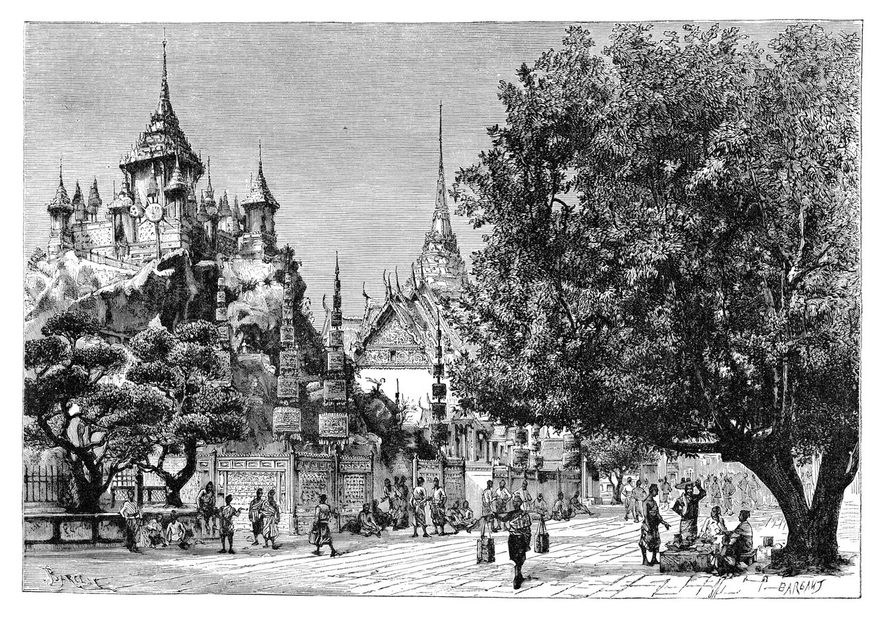 Uma rua em Bangkok, Tailândia, 1895. de Charles Barbant