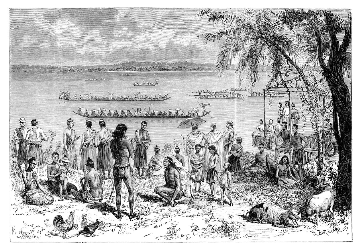 Corridas de barco no Mekong, 1895. de Charles Barbant
