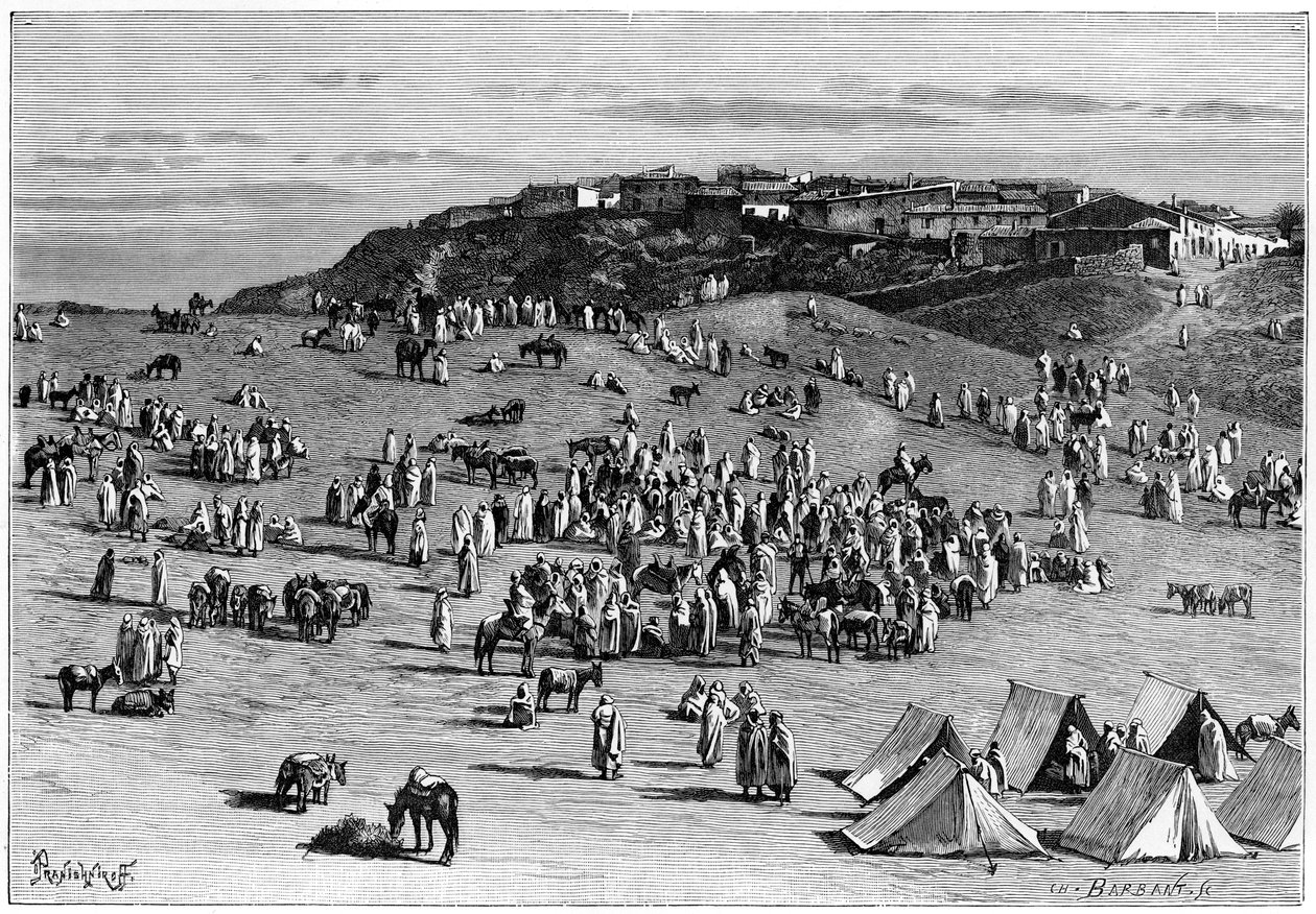 Vila e mercado de Boghari, c1890 de Charles Barbant