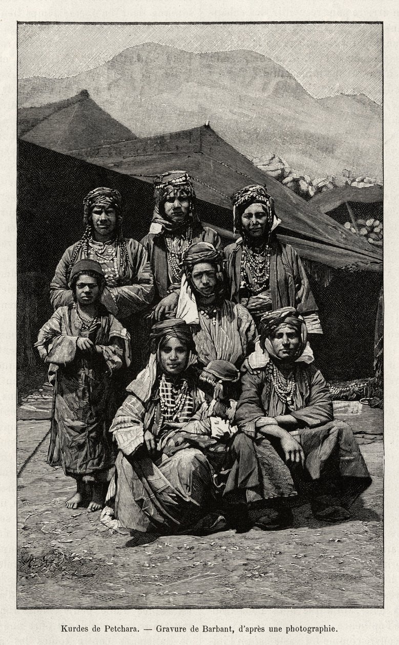 Curdos de Petchara (Turquia). Gravura de Barbant para ilustrar a história "A travers l