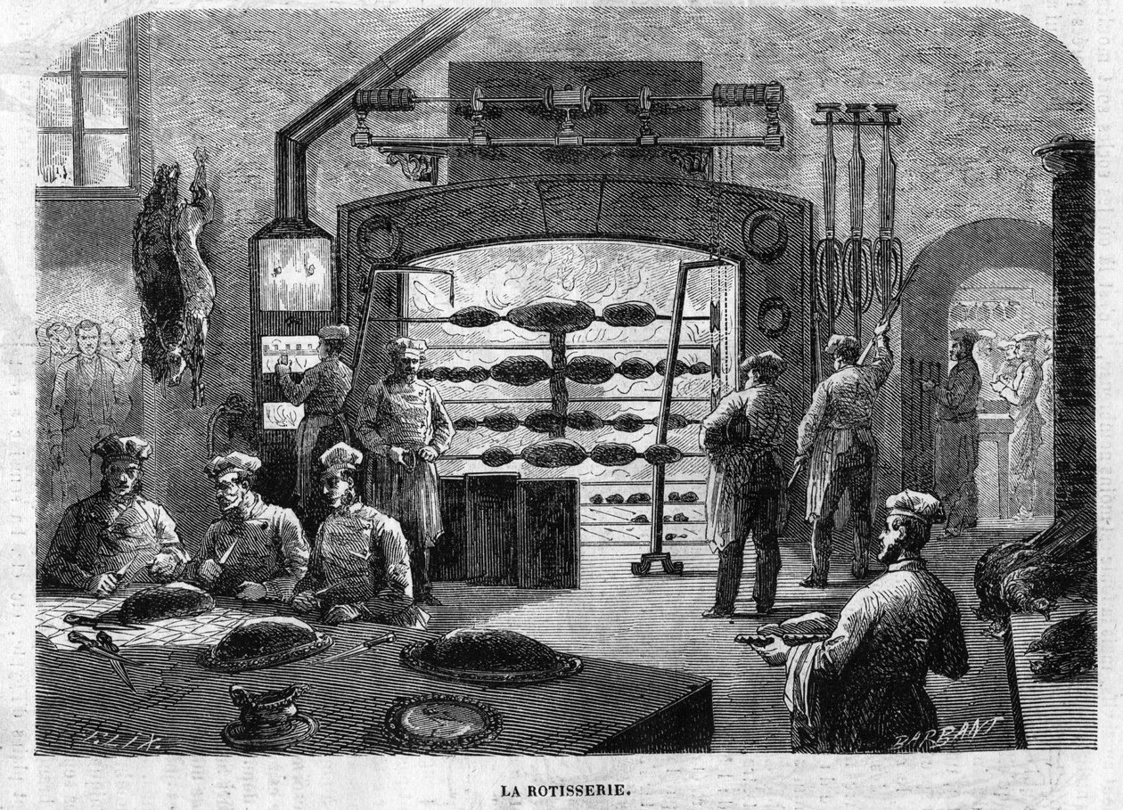 La Rotisserie des cuisines du Palais des Tuileries, em 1864. Gravura de F. Lix e Barbant, a partir de um desenho de Moullin. de Charles Barbant