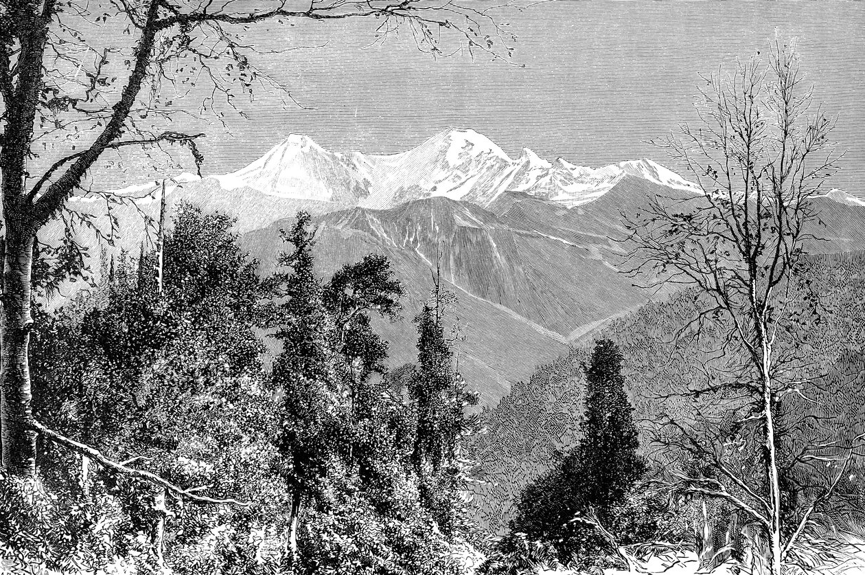 As montanhas Banderpunch, Índia, 1895. de Charles Barbant