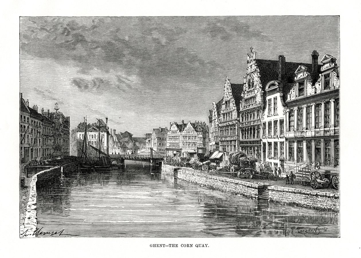 The Corn Quay, Gante, Flandres, Bélgica, 1879 de Charles Barbant