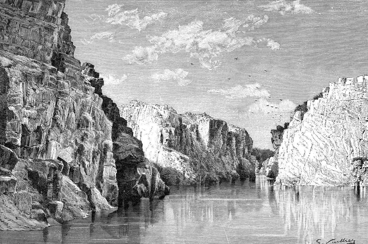 O desfiladeiro das rochas de mármore, Índia, 1895. de Charles Barbant