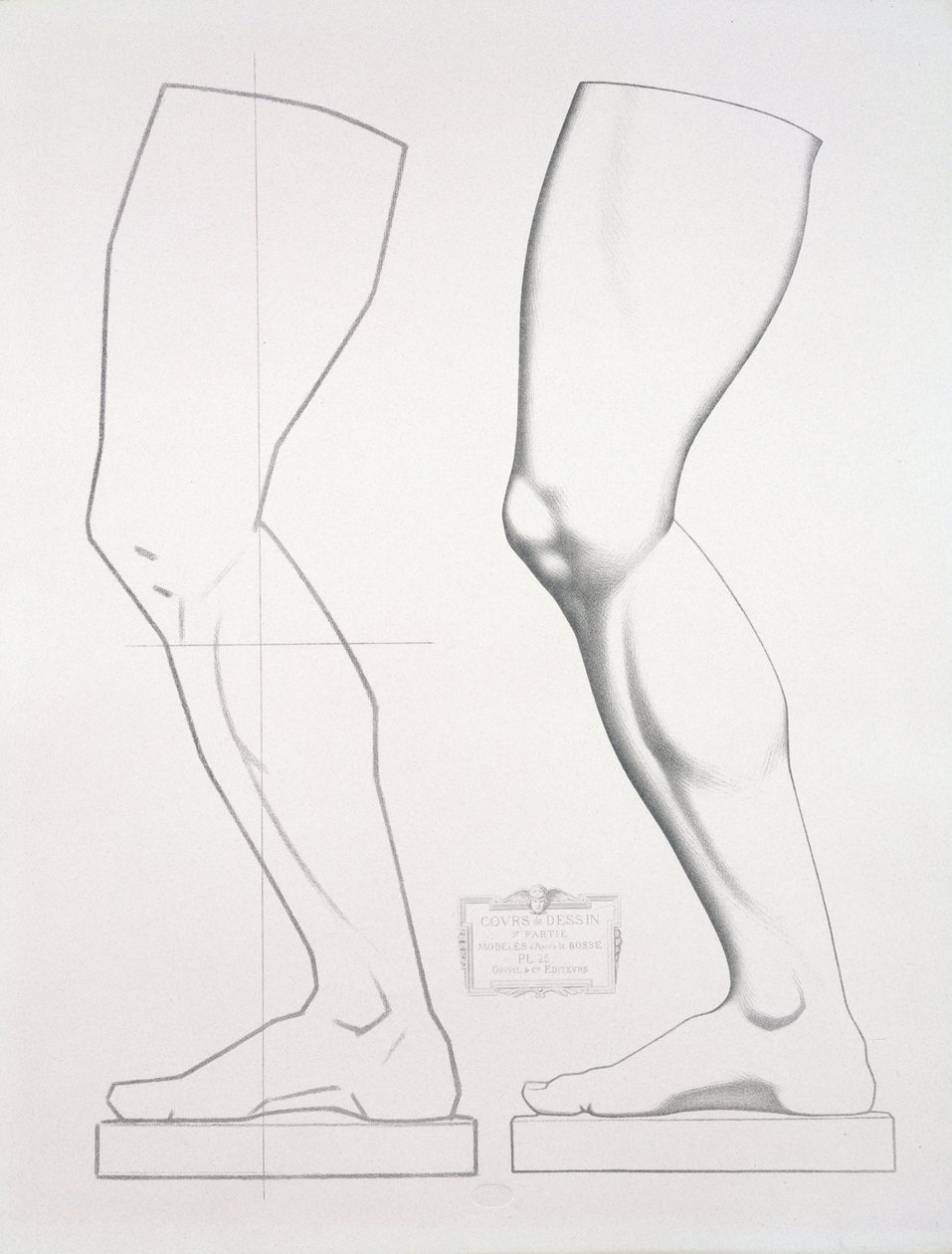 Perna de Germanicus, Prato 25 do Curso de Desenho Volume I: Modelos da Colisão, c.1868 (litografia em papel cinza) de Charles Bargue