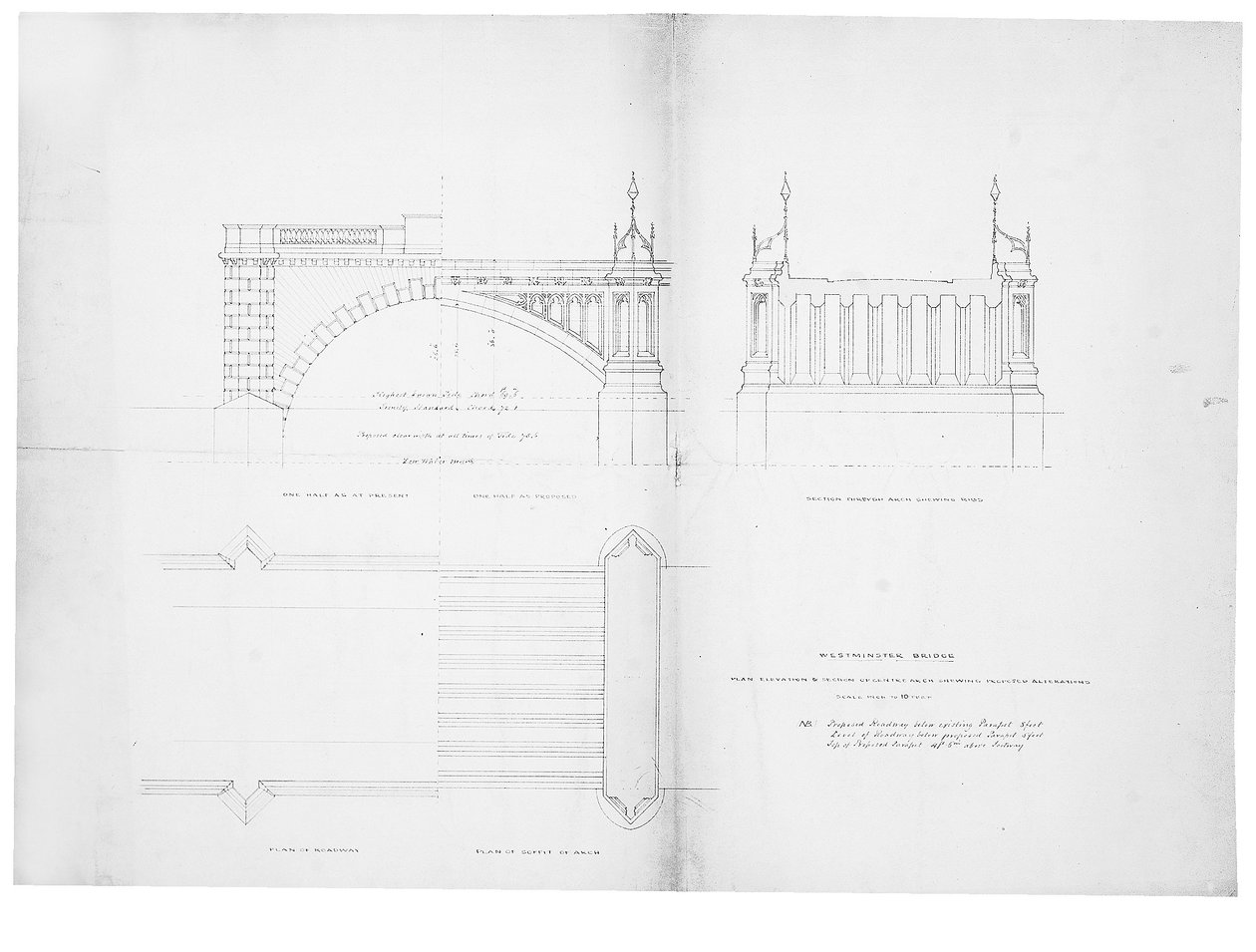 Projeto e elevação para Westminster Bridge de Charles Barry