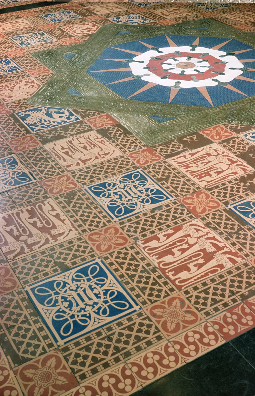Detalhe do piso do átrio na foto da Câmara dos Lordes de Charles Barry
