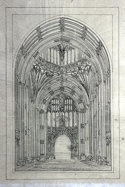 Entrada na Casa dos Lordes, a partir de uma pasta de desenhos do Novo Palácio de Westminster (caneta e tinta sobre papel) de Charles Barry