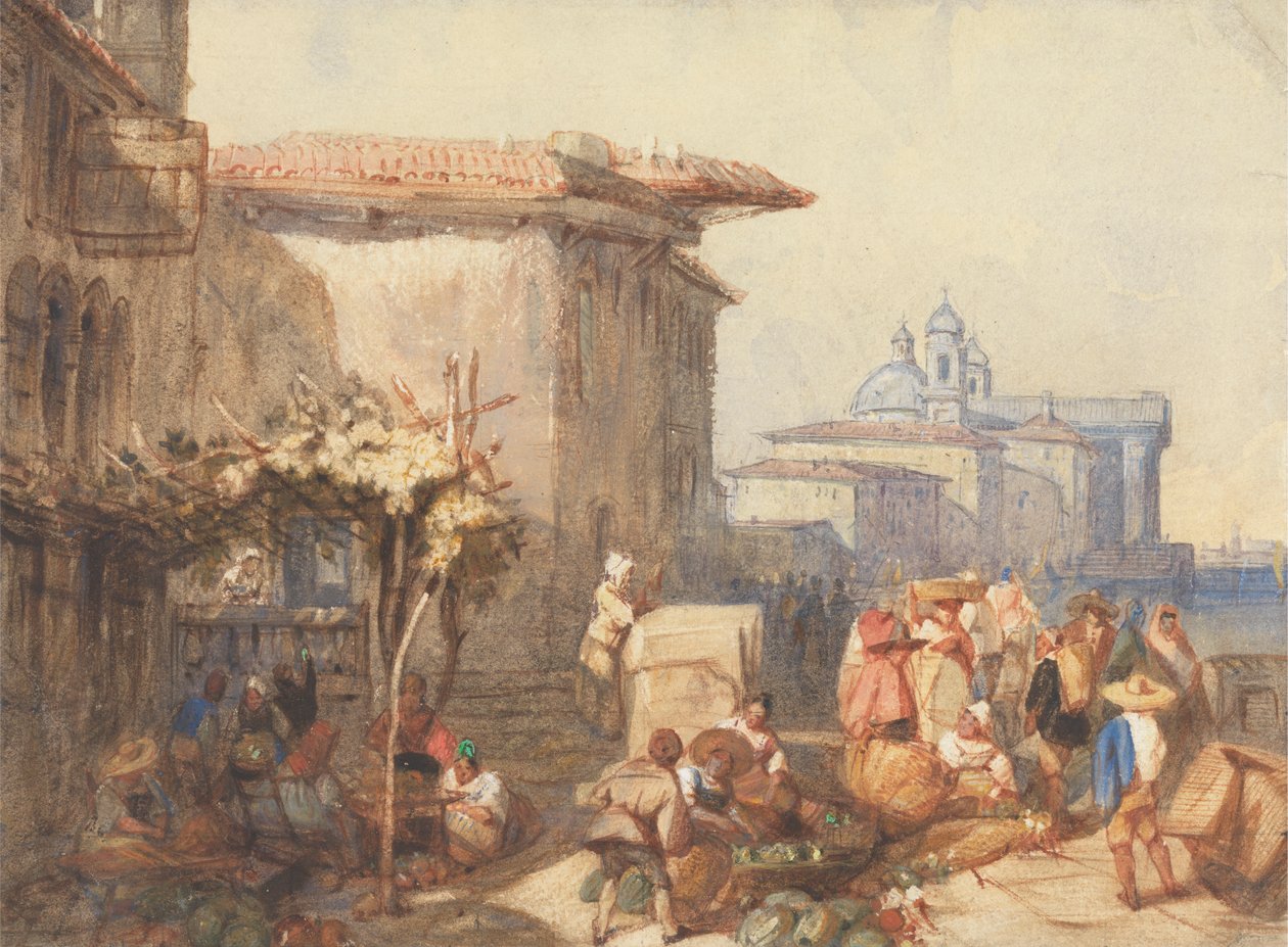 Uma Cena de Mercado em Veneza de Charles Bentley
