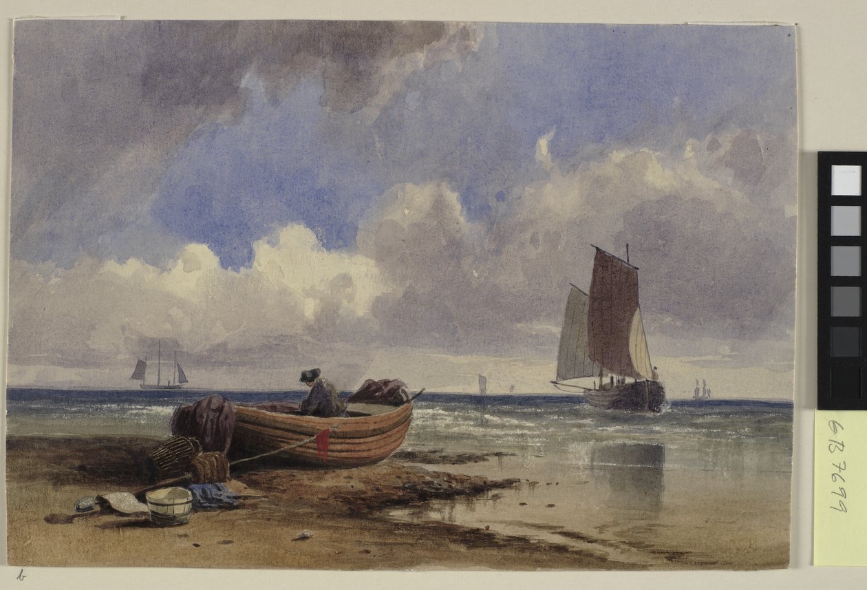 Barco de pesca na costa de Hastings de Charles Bentley
