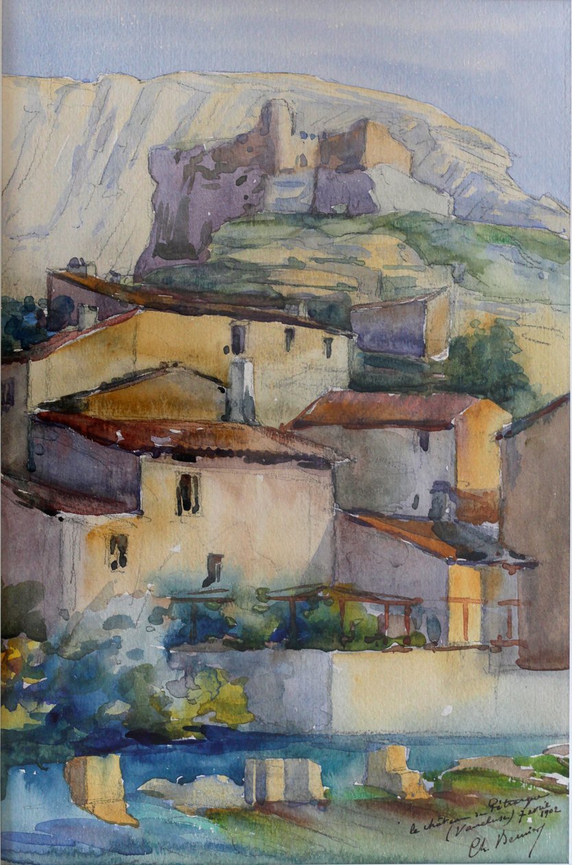 Castelo Petrarque - Vaucluse (aguarela) de Charles Bernier