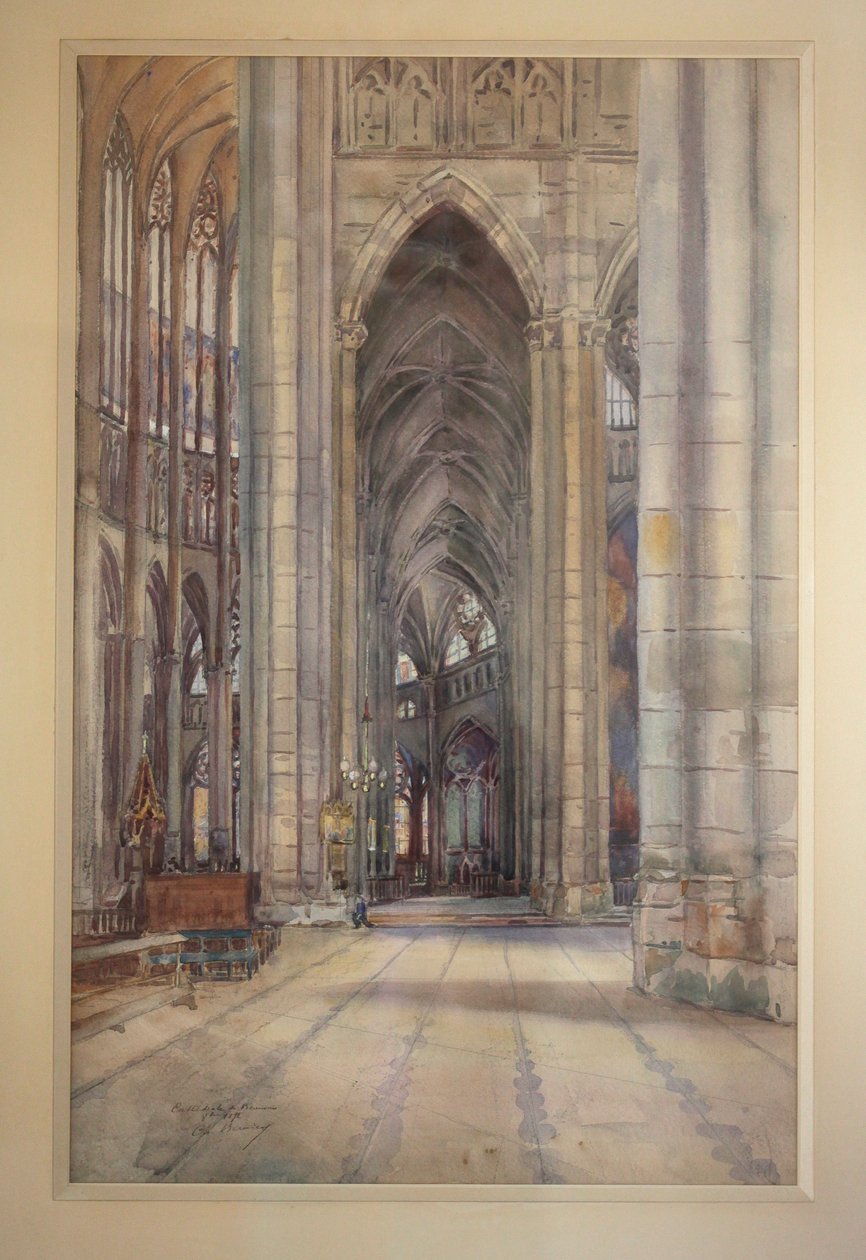 Interior da Catedral de Beauvais, c.1896 (aquarela) de Charles Bernier
