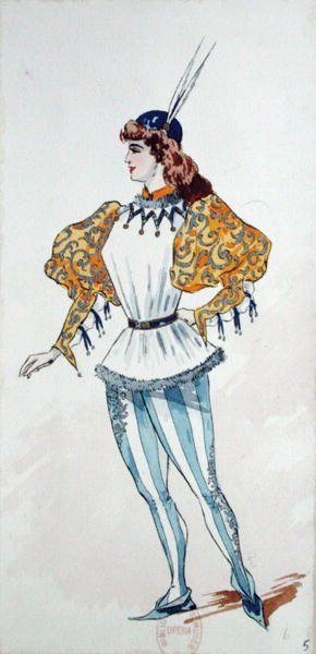 Desenho de Figurino para a primeira apresentação de 