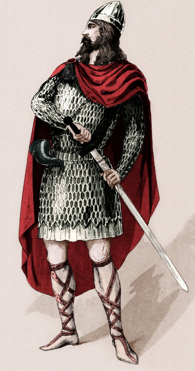 Cavaleiro francês Roland de Roncevaux (gravura) de Charles Bianchini