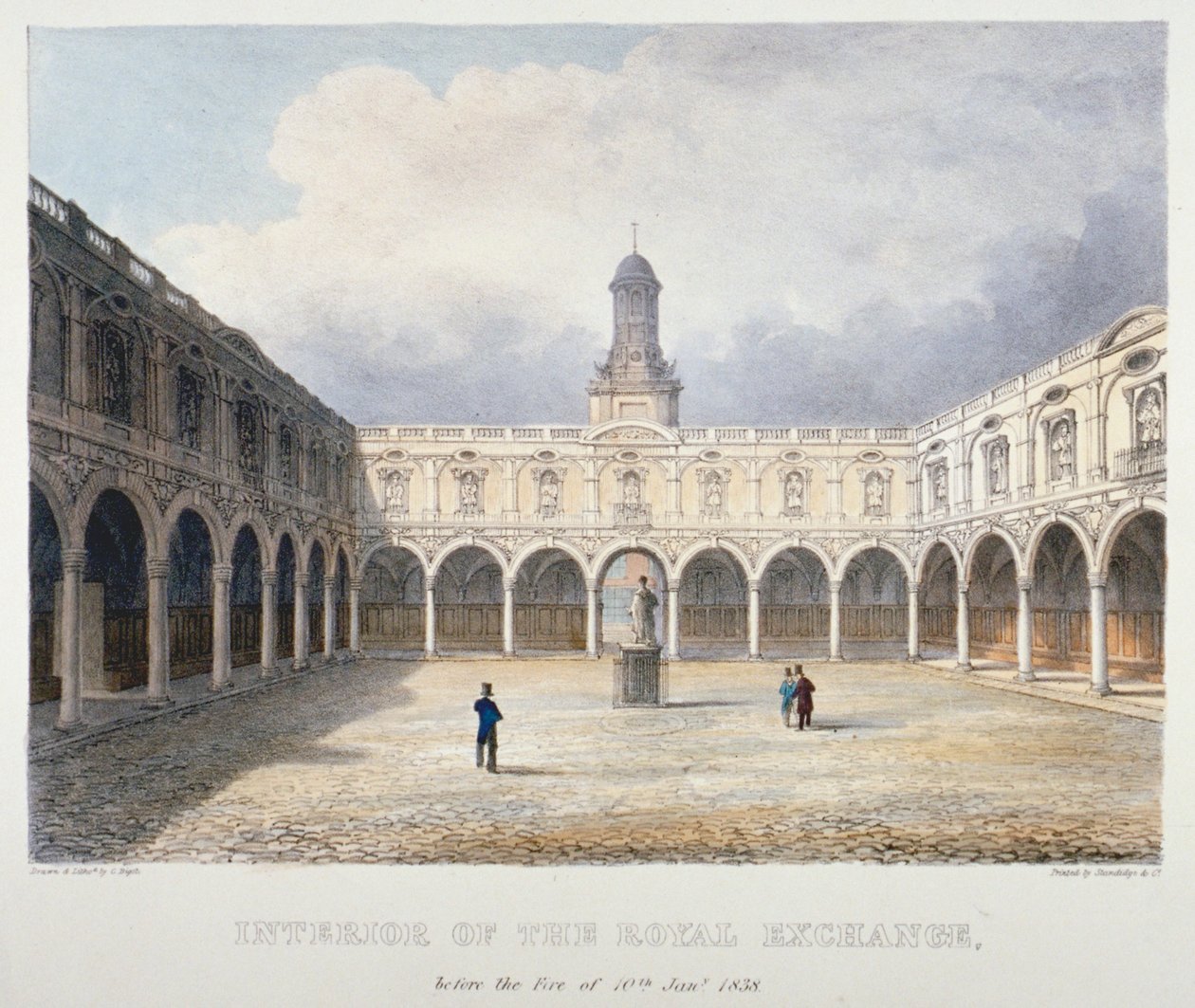 Pátio do Royal Exchange, City of London, 1838. de Charles Bigot