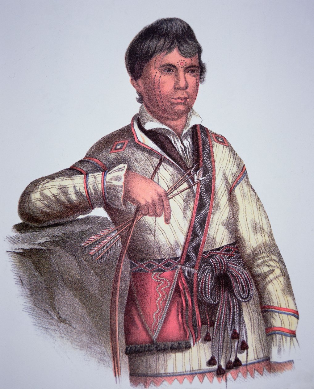 Mistippee, filho de Yoholo-Micco, chefe do Povo de Creek, da pintura de 1826 (cor litho) de Charles Bird (after) King