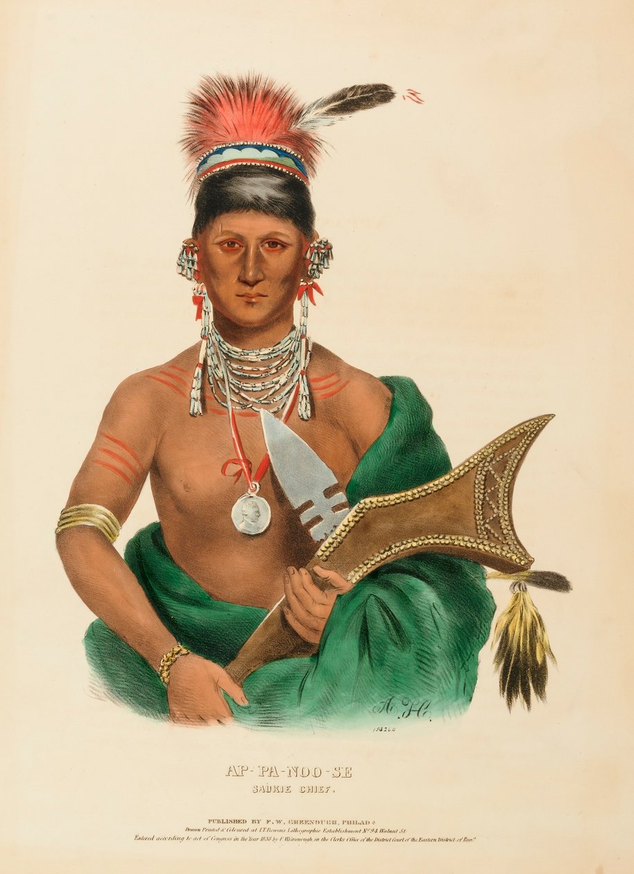 AP-PA-NOO-SE. SAUKIE CHIEF, de History of the Indian Tribes of North America de Charles Bird King