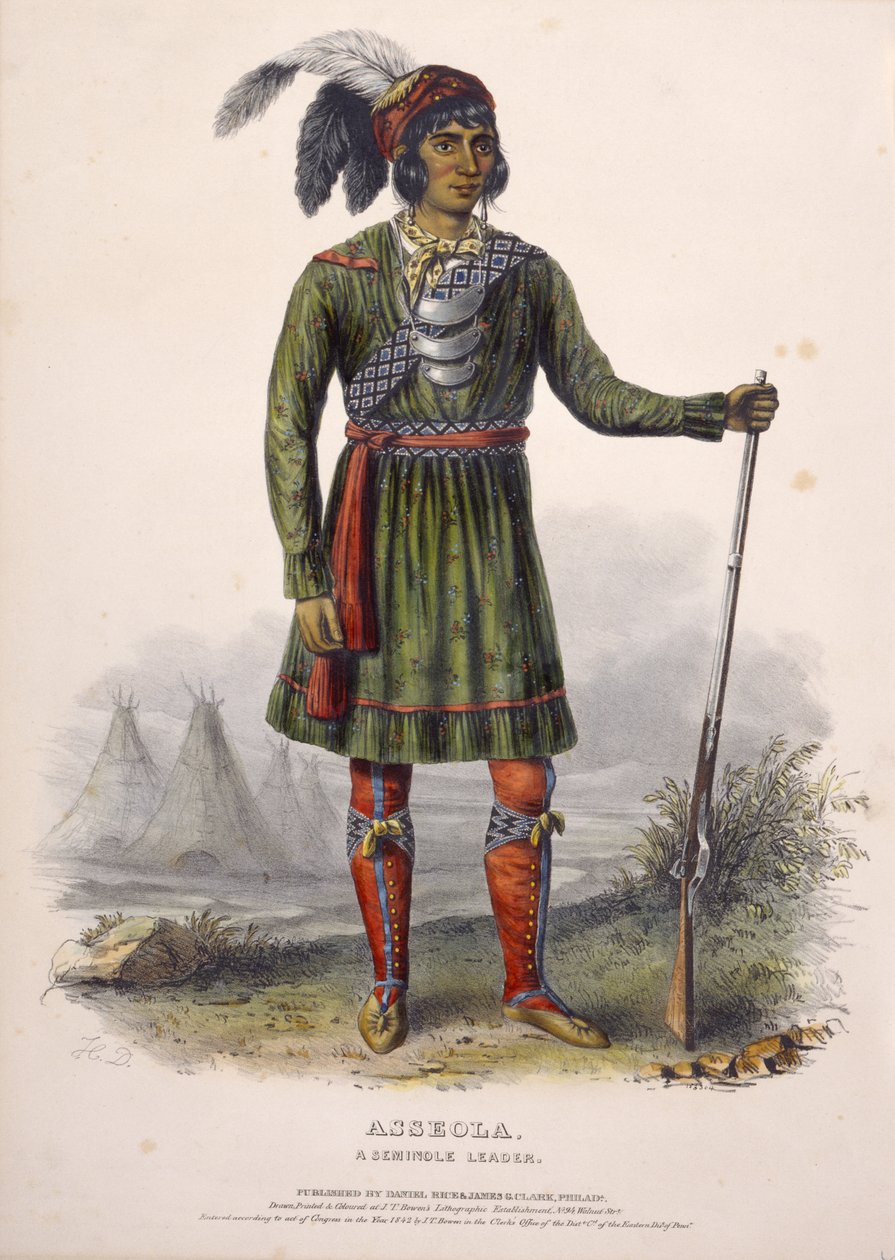 ASSEOLA, UM LÍDER SEMINOLE, de História das Tribos Indígenas da América do Norte de Charles Bird King