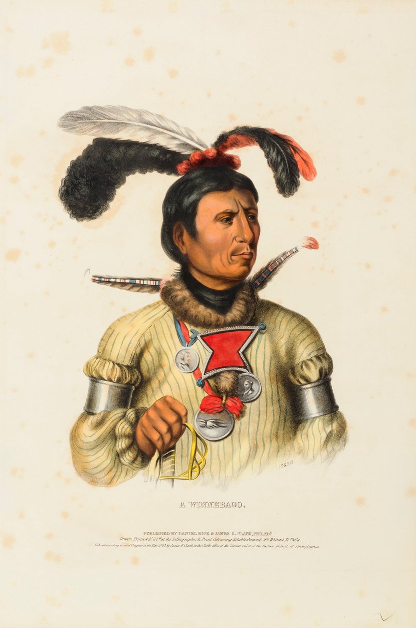 A WINNEBAGO, de History of the Indian Tribes of North America (História das tribos indígenas da América do Norte) de Charles Bird King