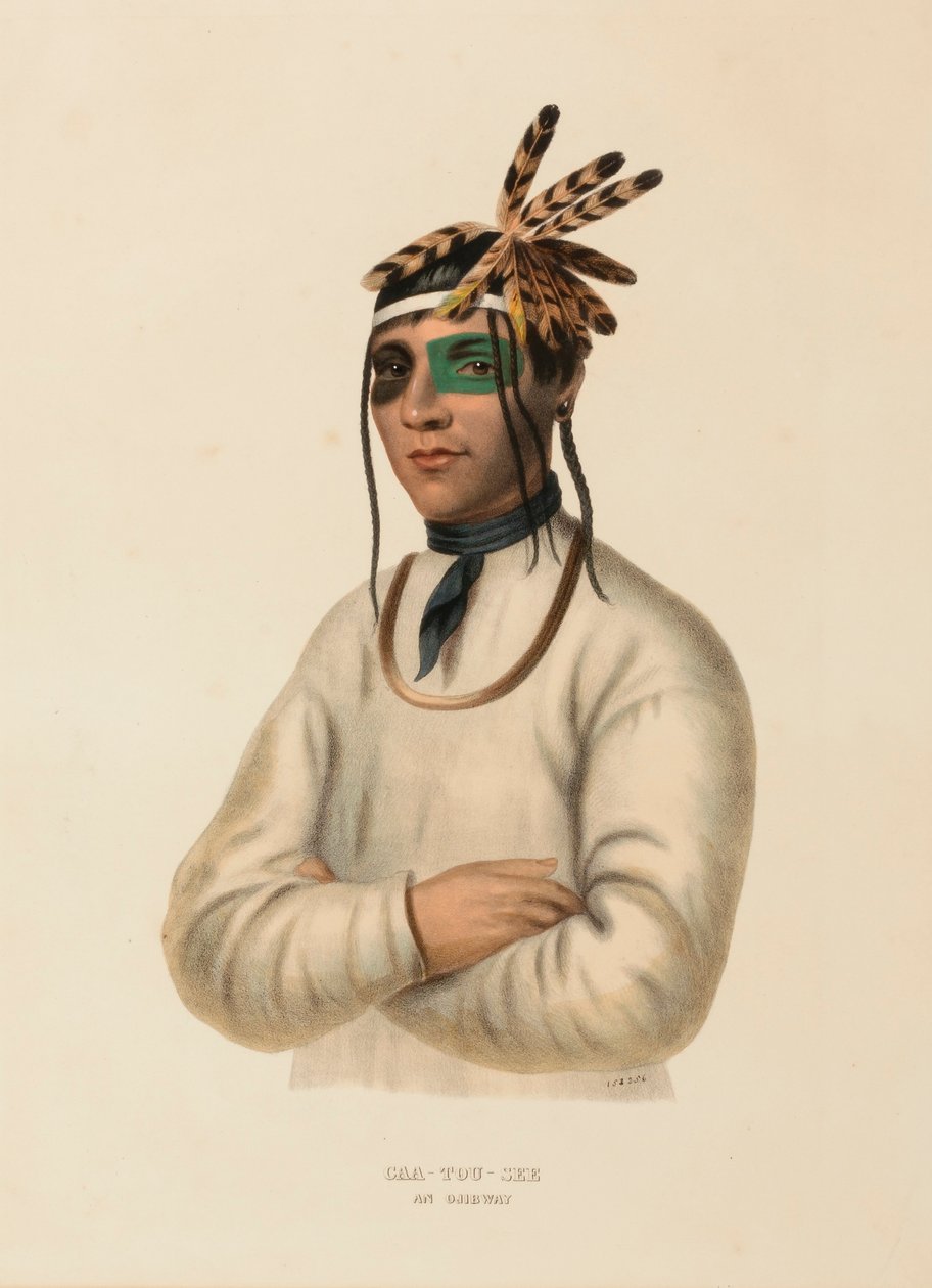 CAA-TOU-SEE. AN OJIBWAY, do History of the Indian Tribes of North America (História das tribos indígenas da América do Norte) de Charles Bird King