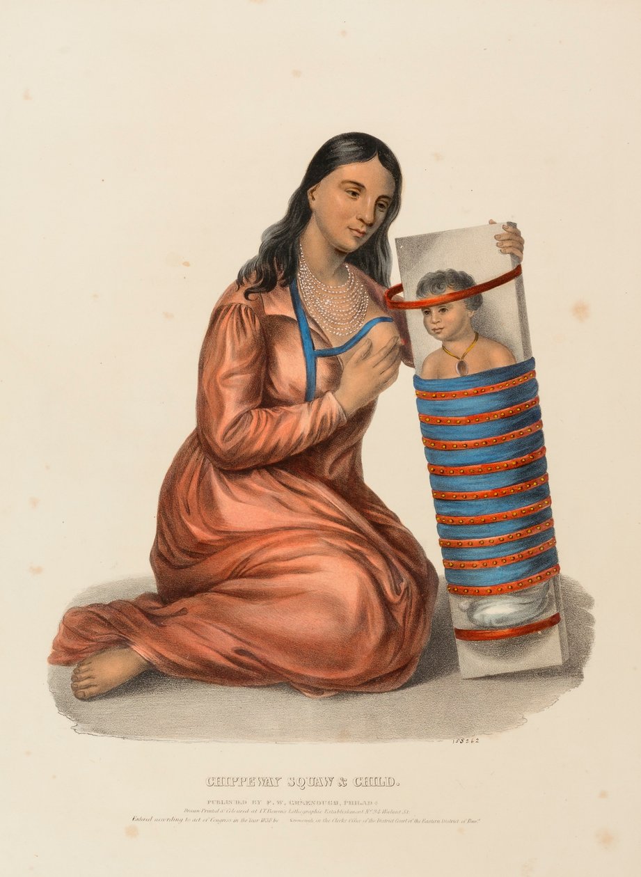 CHIPPEWAY WOMAN  CHILD, de History of the Indian Tribes of North America (História das tribos indígenas da América do Norte) de Charles Bird King