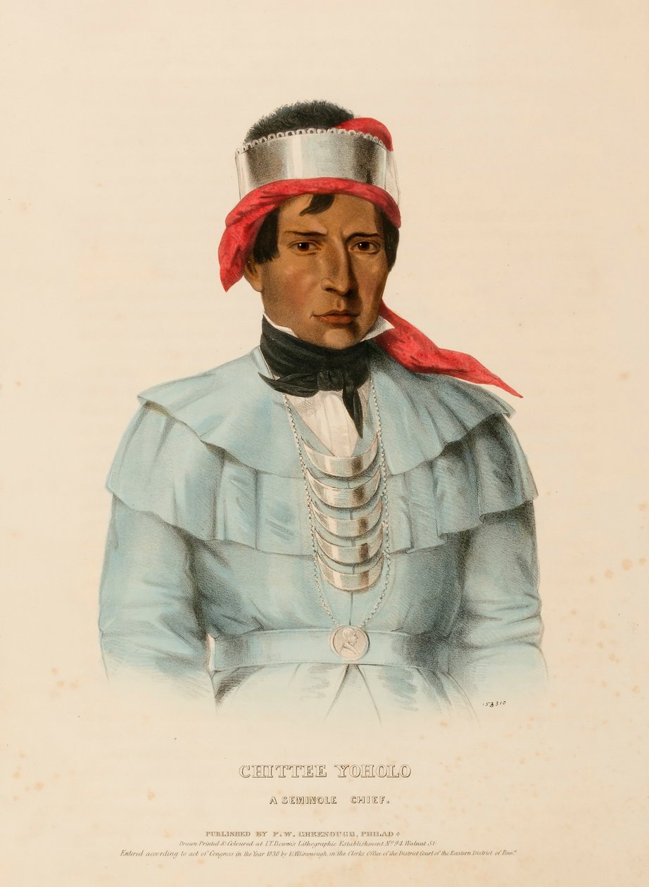 CHITTEE-YOHOLO. A SEMINOLE CHIEF, de History of the Indian Tribes of North America de Charles Bird King