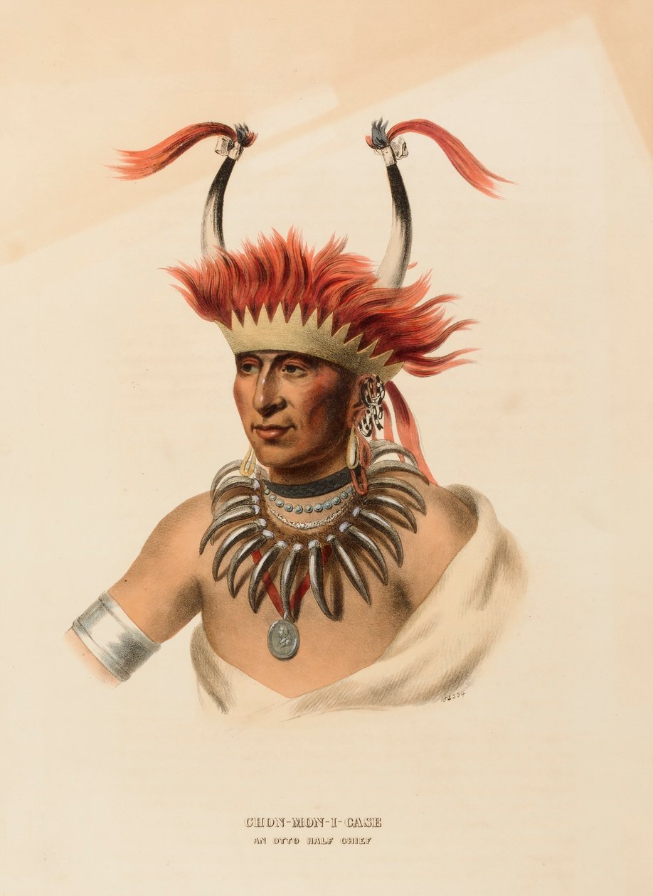CHON-MON-I-CASE. AN OTTO HALF CHIEF, de History of the Indian Tribes of North America de Charles Bird King
