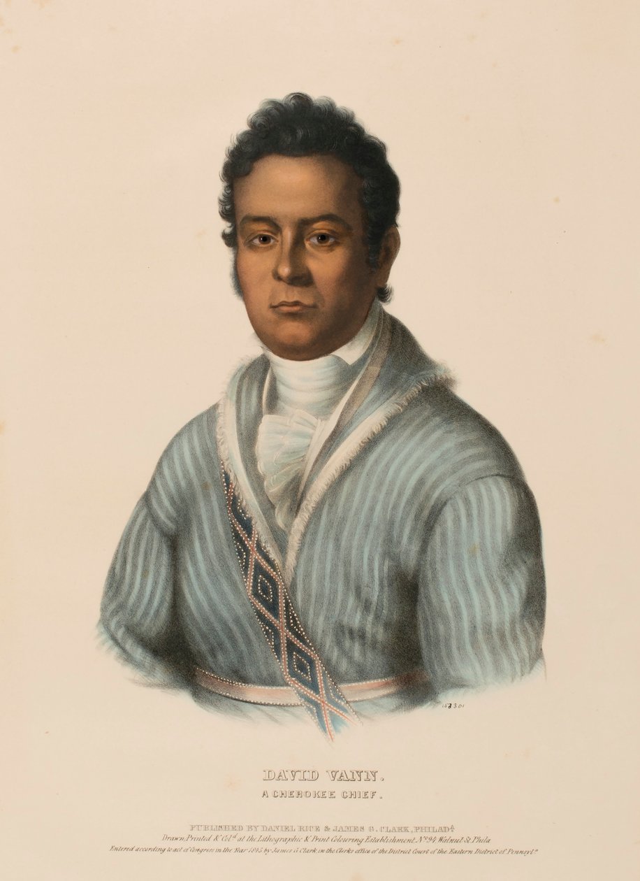 DAVID VANN. A CHIEF CHEROKEE, do History of the Indian Tribes of North America (História das tribos indígenas da América do Norte) de Charles Bird King
