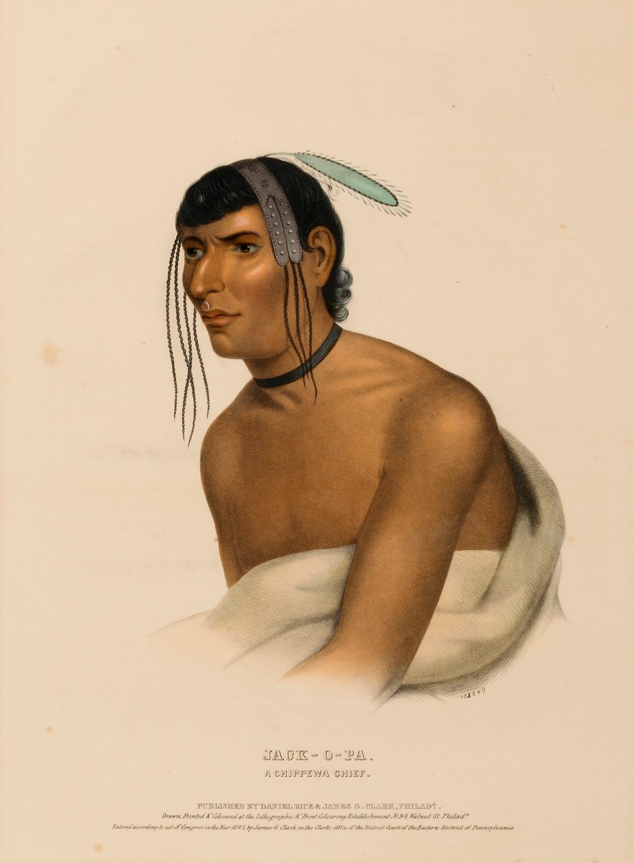 JACK-O-PA. A CHIPPEWA CHIEF, de History of the Indian Tribes of North America de Charles Bird King