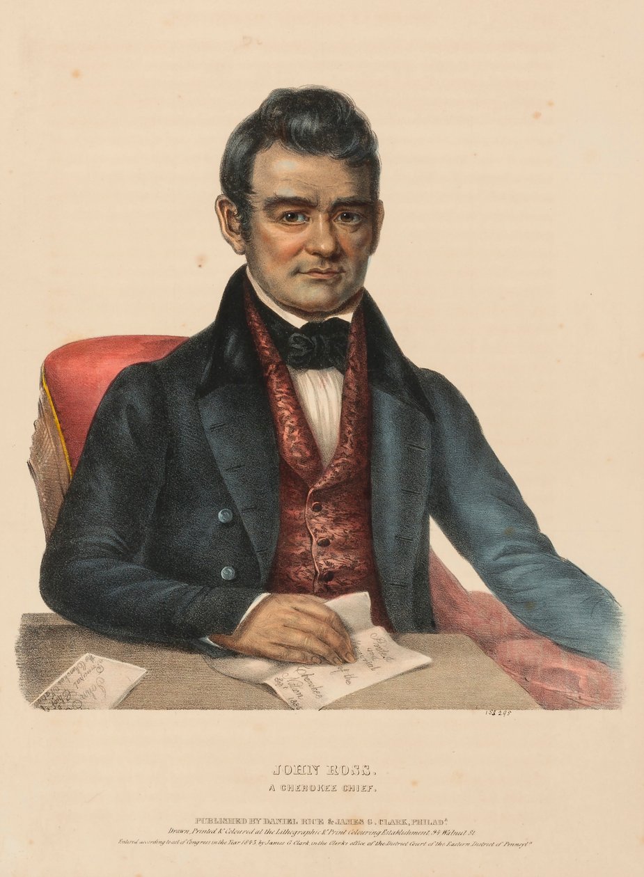 JOHN ROSS. A CHIEF CHEROKEE, de History of the Indian Tribes of North America de Charles Bird King