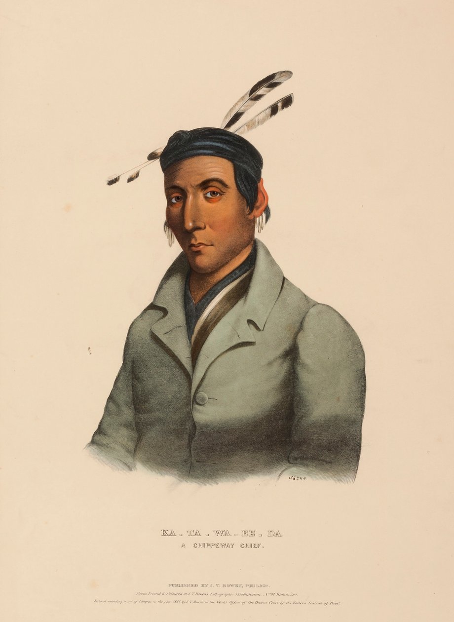 KA-TA-WA-BE-DA. A CHIPPEWAY CHIEF, de History of the Indian Tribes of North America de Charles Bird King