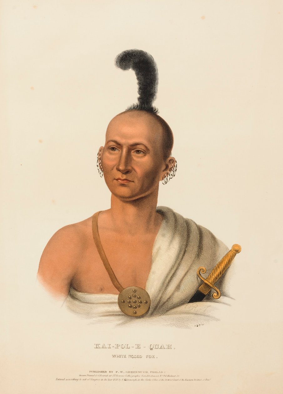 KAI-POL-E-QUAH, raposa de nariz branco, de History of the Indian Tribes of North America de Charles Bird King