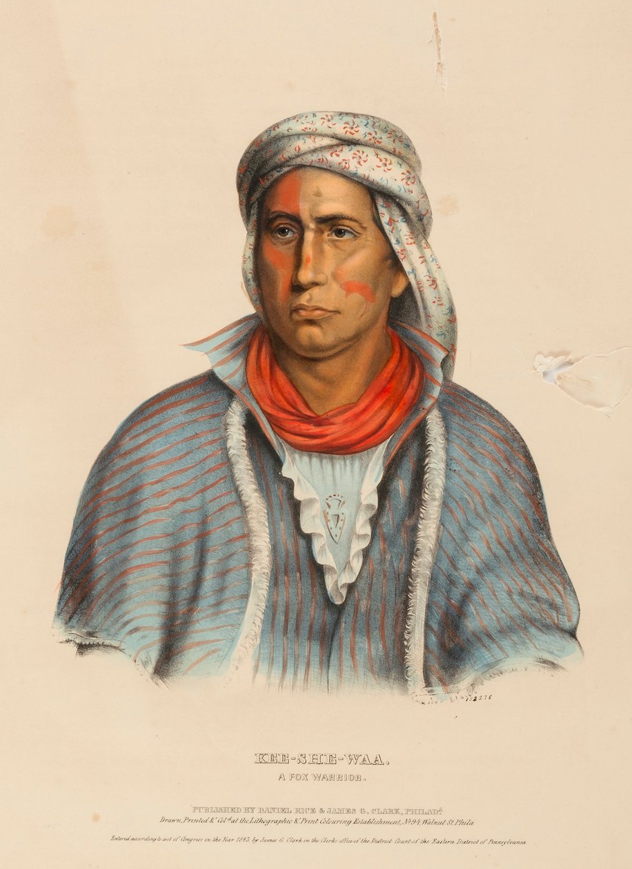 KEE-SHE-WAA. A FOX WARRIOR", de History of the Indian Tribes of North America de Charles Bird King