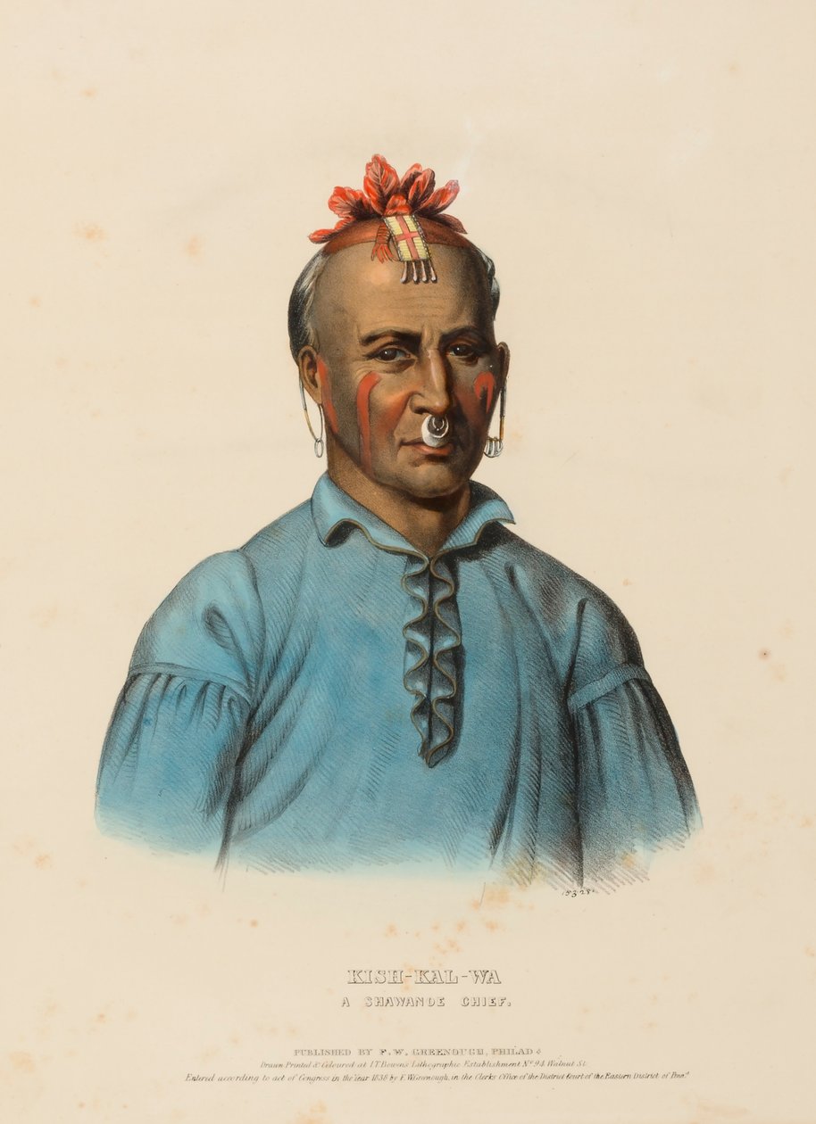 KISH-KAL-WA. A SHAWANOE CHIEF, de History of the Indian Tribes of North America de Charles Bird King