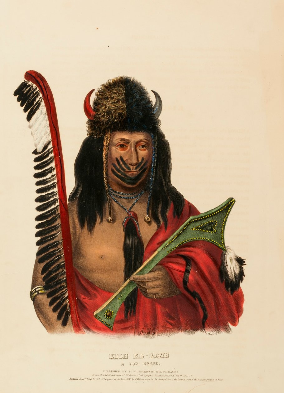 KISH-KE-KOSH. A FOX BRAVE, de History of the Indian Tribes of North America de Charles Bird King
