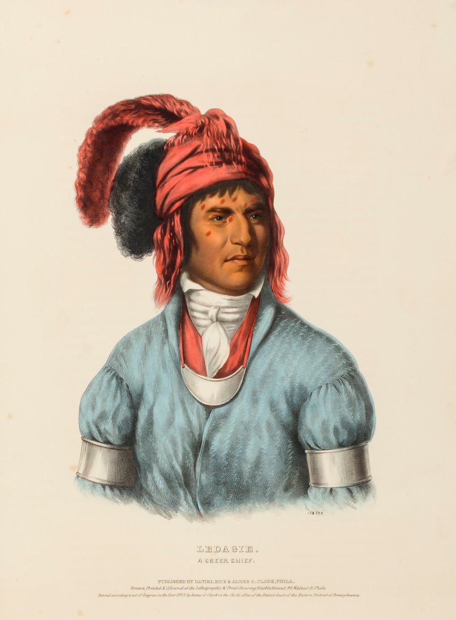 LEDAGIE. A CREEK CHIEF, de History of the Indian Tribes of North America de Charles Bird King