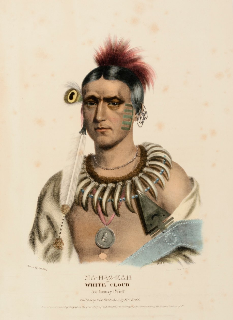 MA-HAS-KAH, de History of the Indian Tribes of North America (História das tribos indígenas da América do Norte) de Charles Bird King