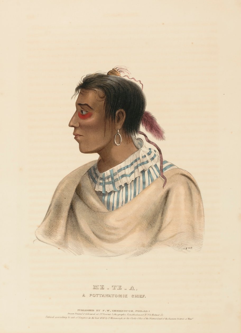 ME-TE-A, UM CHEFE POTTAWATOMIE, de História das tribos indígenas da América do Norte de Charles Bird King