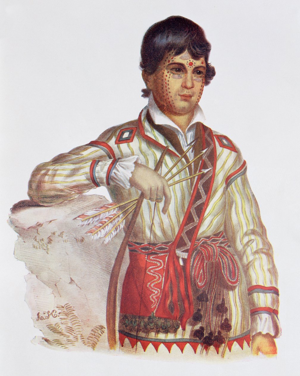 Mistipee, filho de Yoholo-Micco, ilustração "dos tribos indianos de America do Norte, Vol.2", por Thomas L. McKenney e por James Salão, bar. por John Grant (cor lito) de Charles Bird King